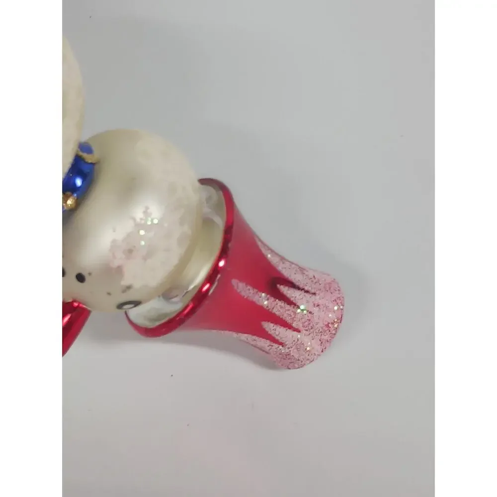 Vintage Mercury Glass Snowman Christmas Tree Topper Czech Republic Bell Hat